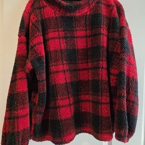 Maurices Red and Black Plaid Sweater